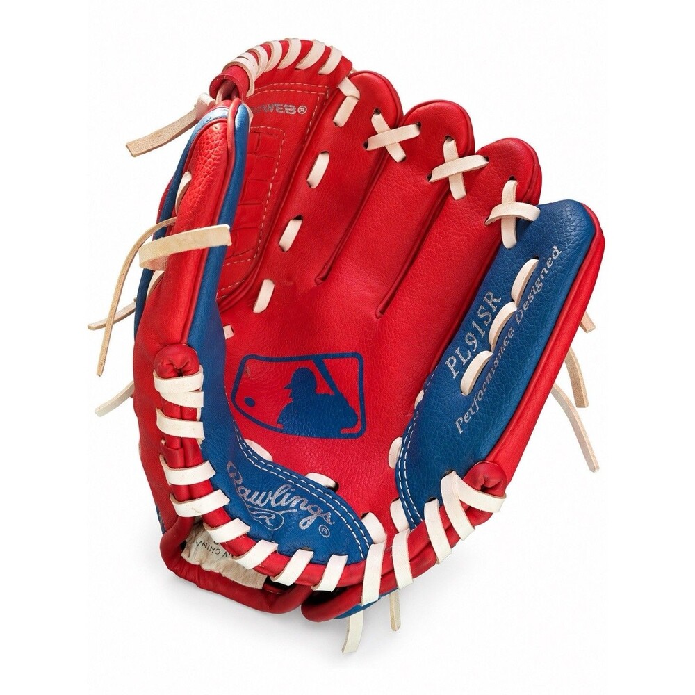 Rawlings Players Series PL91SR 9” Youth Baseball Glove Red Blue MLB